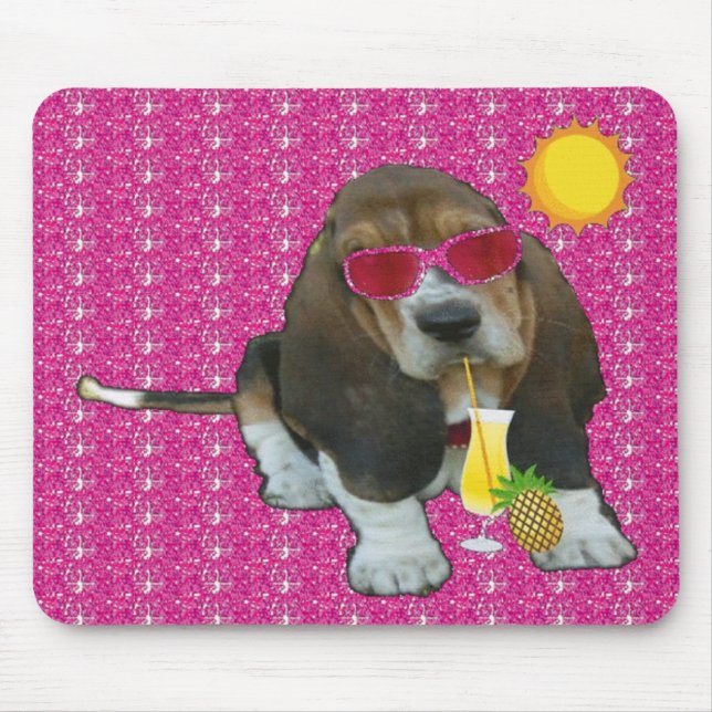 Alfombrilla De Ratón Mousepad Baby Basset Hound Summer Time (Frente)