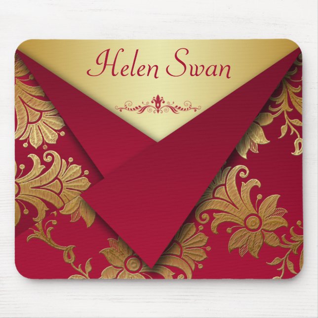 Alfombrilla De Ratón Mousepad barroco rojo y dorado (Frente)