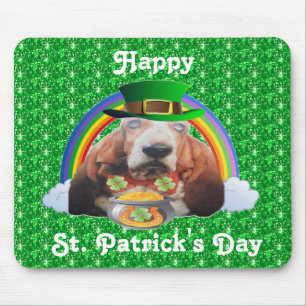 Alfombrilla De Ratón Mousepad Basset Hound Feliz Día de San Patricio