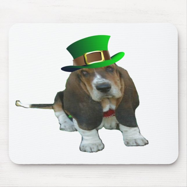 Alfombrilla De Ratón Mousepad Basset Hound Happy St. Patrick (Frente)
