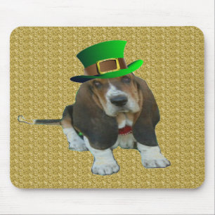 Alfombrilla De Ratón Mousepad Basset Hound Happy St. Patrick