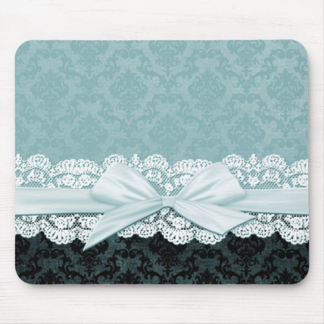 Alfombrilla De Ratón Mousepad Blue Damask de Cinta de Lujo (Frente)