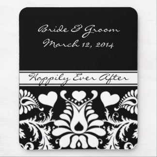 Alfombrilla De Ratón MousePad Boda Floral blanco y negro de vintage