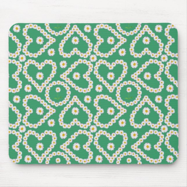 Alfombrilla De Ratón Mousepad bonito: Cadenas de margarita en verde (Frente)