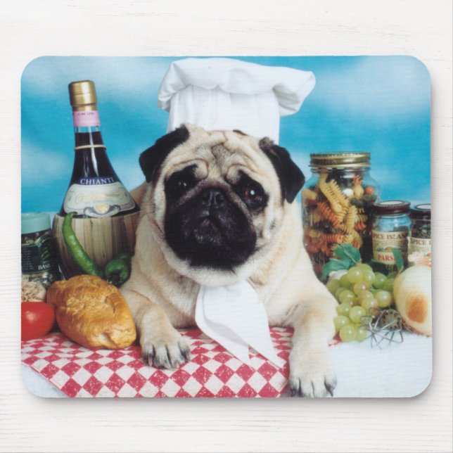 Alfombrilla De Ratón Mousepad, Chef de Pug Dog (Frente)