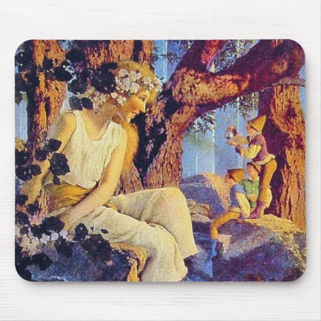 Alfombrilla De Ratón Mousepad: Chica con Elves - por Maxfield Parrish (Frente)