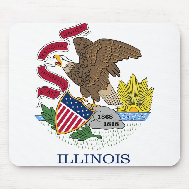 Alfombrilla De Ratón Mousepad con bandera del estado de Illinois - Esta (Frente)