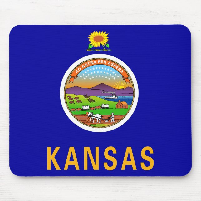 Alfombrilla De Ratón Mousepad con bandera del estado de Kansas - Estado (Frente)
