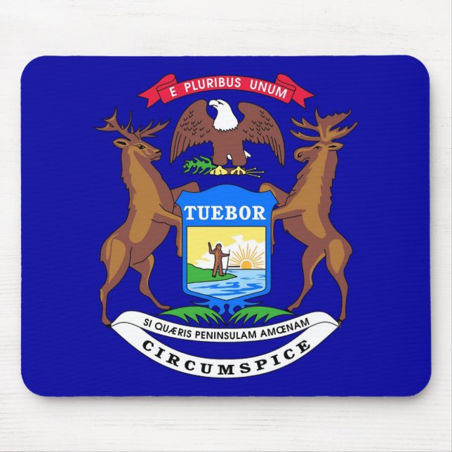Alfombrilla De Ratón Mousepad con bandera del estado de Michigan - Esta (Frente)