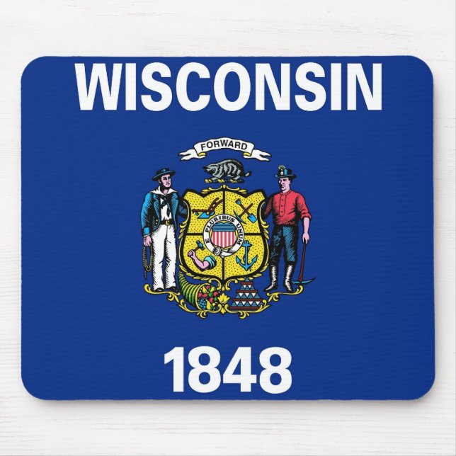 Alfombrilla De Ratón Mousepad con bandera del estado de Wisconsin - Est (Frente)