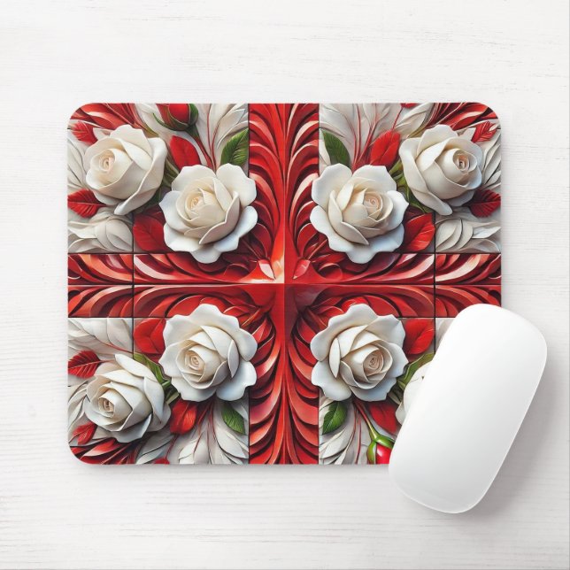 Alfombrilla De Ratón Mousepad con diseño de Rosas ingleses (Con ratón)