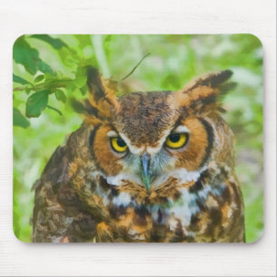 Alfombrilla De Ratón Mousepad con el gran búho de cuernos