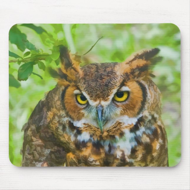 Alfombrilla De Ratón Mousepad con el gran búho de cuernos (Frente)