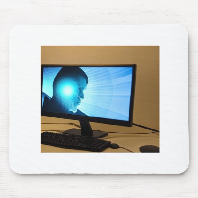 Alfombrilla De Ratón Mousepad con el hombre en diseño de computadora (Frente)