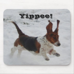 Alfombrilla De Ratón Mousepad con el salto de Basset Hound "Yippee "