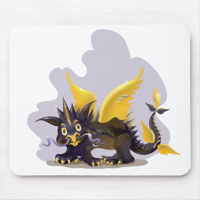 Alfombrilla De Ratón Mousepad con la imagen negra divertida del dragón (Frente)