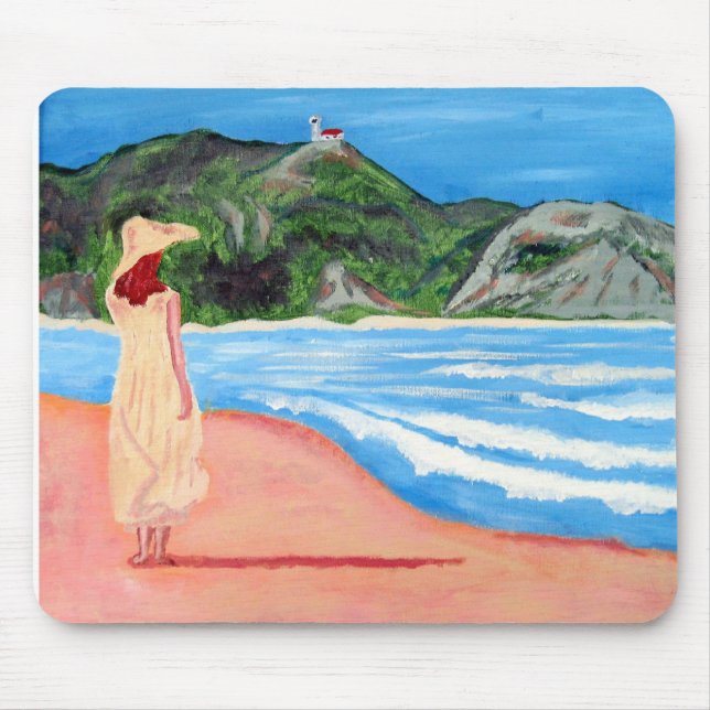 Alfombrilla De Ratón Mousepad con la pintura de la señora en la playa (Frente)