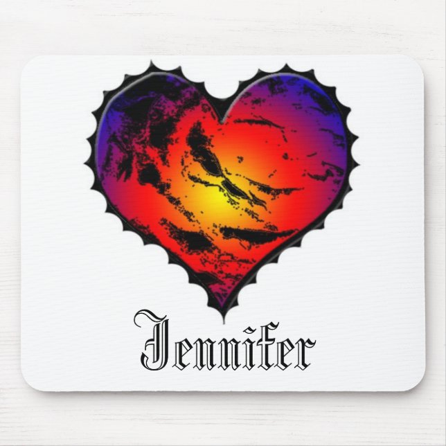 Alfombrilla De Ratón Mousepad con monograma del corazón (Frente)