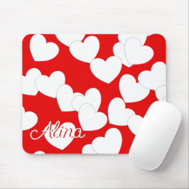 Alfombrilla De Ratón Mousepad Con Su Nombre Personalizado, Rojo Y Blanc