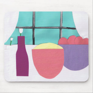 Alfombrilla De Ratón Mousepad con ventanilla de cocina y cuencos