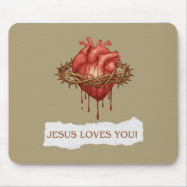 Alfombrilla De Ratón Mousepad Cristão com Frase "Jesus Loves You"