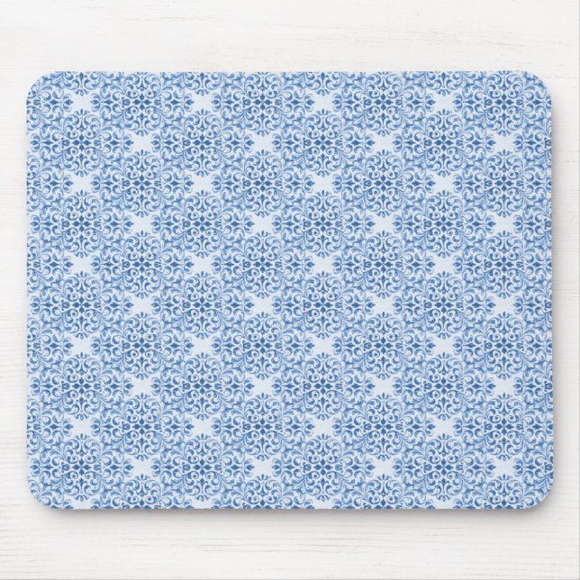Alfombrilla De Ratón Mousepad Damask sofisticado, azul claro (Frente)