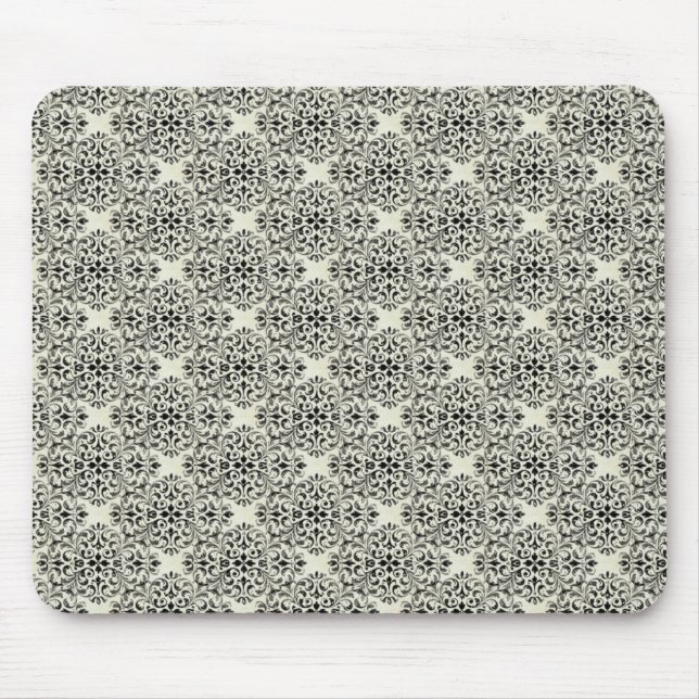 Alfombrilla De Ratón Mousepad Damask sofisticado, negro y blanco (Frente)