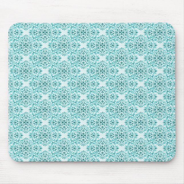 Alfombrilla De Ratón Mousepad Damask sofisticado, turquesa (Frente)