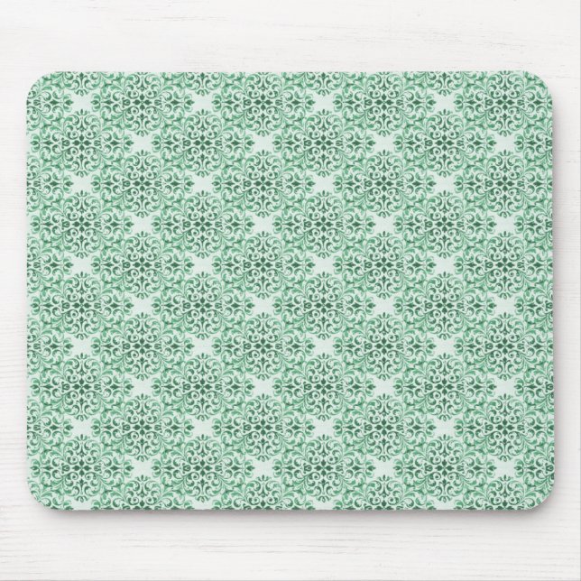 Alfombrilla De Ratón Mousepad Damask sofisticado, verde oscuro (Frente)
