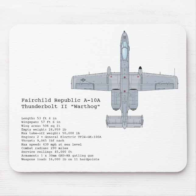Alfombrilla De Ratón Mousepad de A-10 Warthog (Frente)