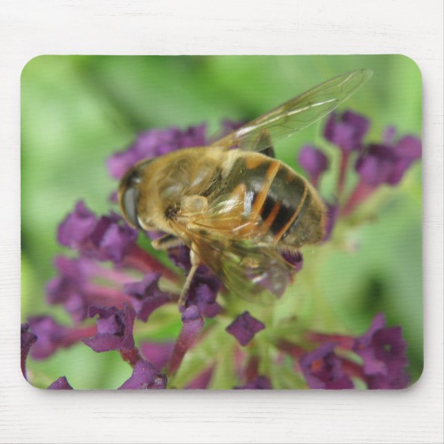 Alfombrilla De Ratón Mousepad de abejas y flores moradas (Frente)