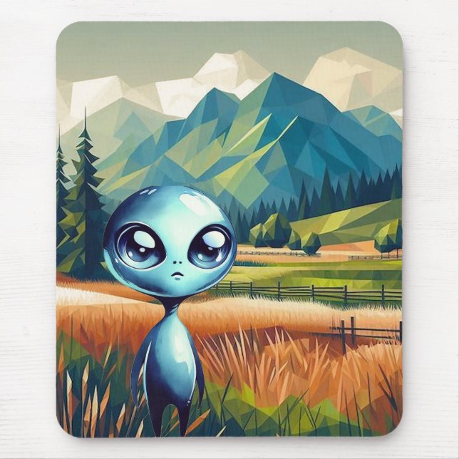 Alfombrilla De Ratón Mousepad de Alien Azul brillante (Frente)