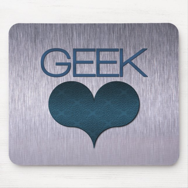Alfombrilla De Ratón Mousepad de amor geek (corazón), azul oscuro (Frente)