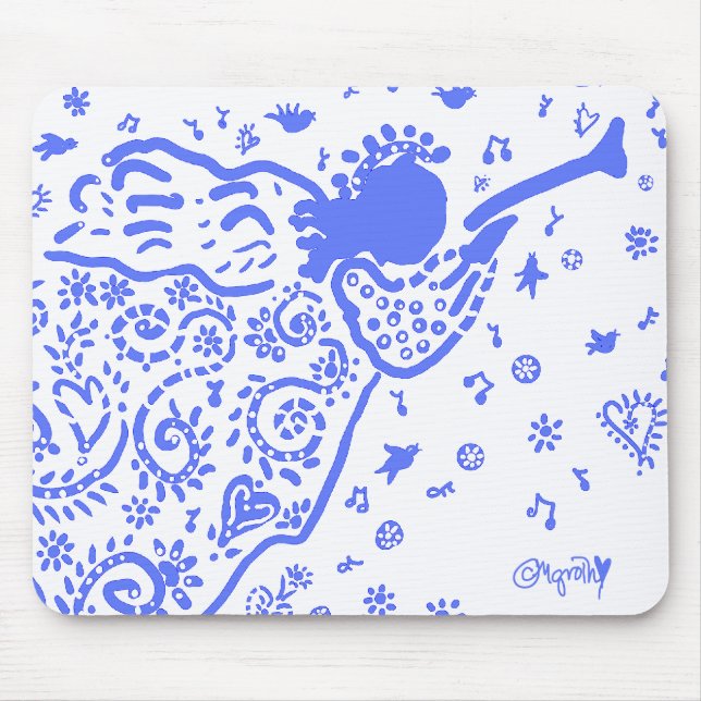 Alfombrilla De Ratón mousepad de ángel de trompeta azul (Frente)