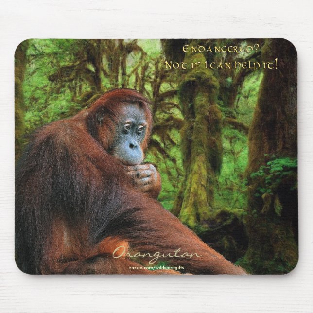 Alfombrilla De Ratón Mousepad de apoyo a la vida silvestre de Orangutan (Frente)