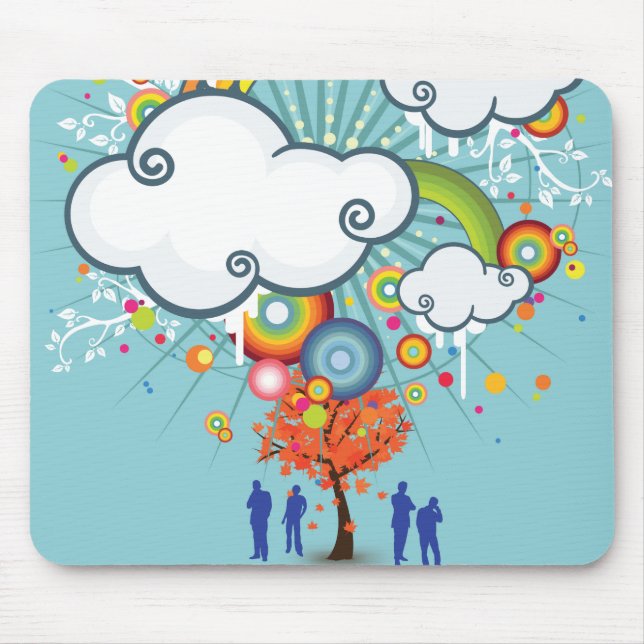 Alfombrilla De Ratón Mousepad de árbol de la nube arcoiris (Frente)