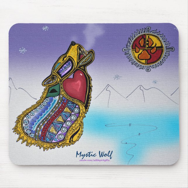 Alfombrilla De Ratón Mousepad de Arte al estilo de Mystic Wolf Ojibwe (Frente)