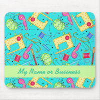 Mousepad de arte de coser personalizado turquesa