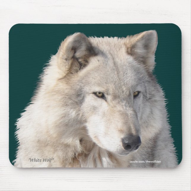 Alfombrilla De Ratón Mousepad de Arte de Vida Silvestre Lobo Blanco (Frente)