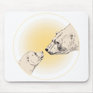 Alfombrilla De Ratón Mousepad de Arte de Vida Silvestre Polar Bear & Cu