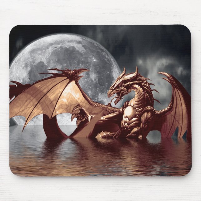 Alfombrilla De Ratón Mousepad de Arte Dragon & Moon Fantasy (Frente)