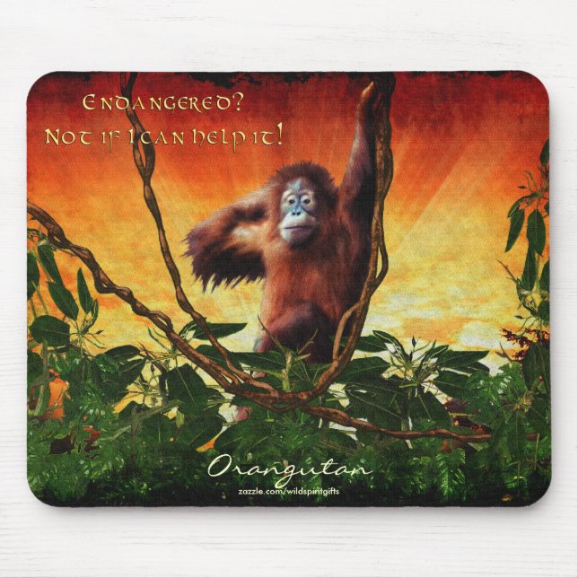 Alfombrilla De Ratón Mousepad de arte joven orangután y jungla (Frente)