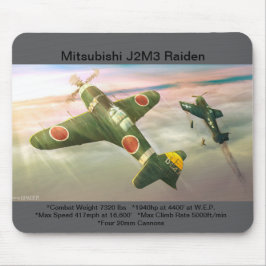 Alfombrilla De Ratón Mousepad de avión Mitsubishi J2M3 Raiden
