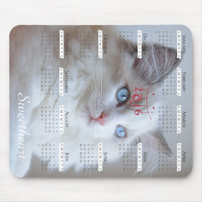 Alfombrilla De Ratón Mousepad de Boris SugarPuffs con el calendario (Frente)