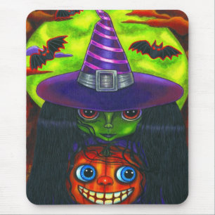 Alfombrilla De Ratón Mousepad de Brujas de Calabaza de Halloween