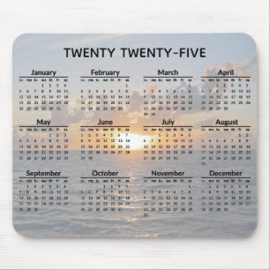 Alfombrilla De Ratón Mousepad de calendario Ocean Sunset 2025
