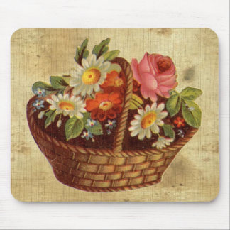 Alfombrilla De Ratón Mousepad de cesta de flores de época