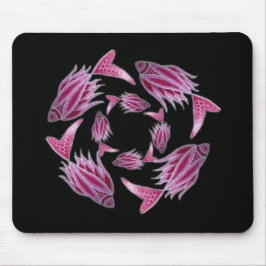 Alfombrilla De Ratón Mousepad de círculo de peces rosados