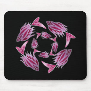 Alfombrilla De Ratón Mousepad de círculo de peces rosados
