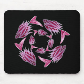 Alfombrilla De Ratón Mousepad de círculo de peces rosados